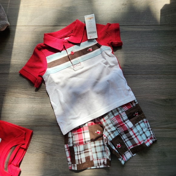 Matching Polo, Tee, and Shorts with Helicopter Appliques - Picture 2 of 14